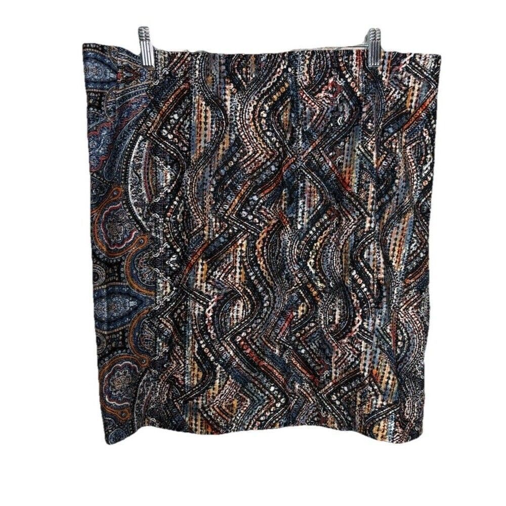 J.Jill Ponte Pencil Skirt Womens Size Large Paisley Straight Pull On Stretch